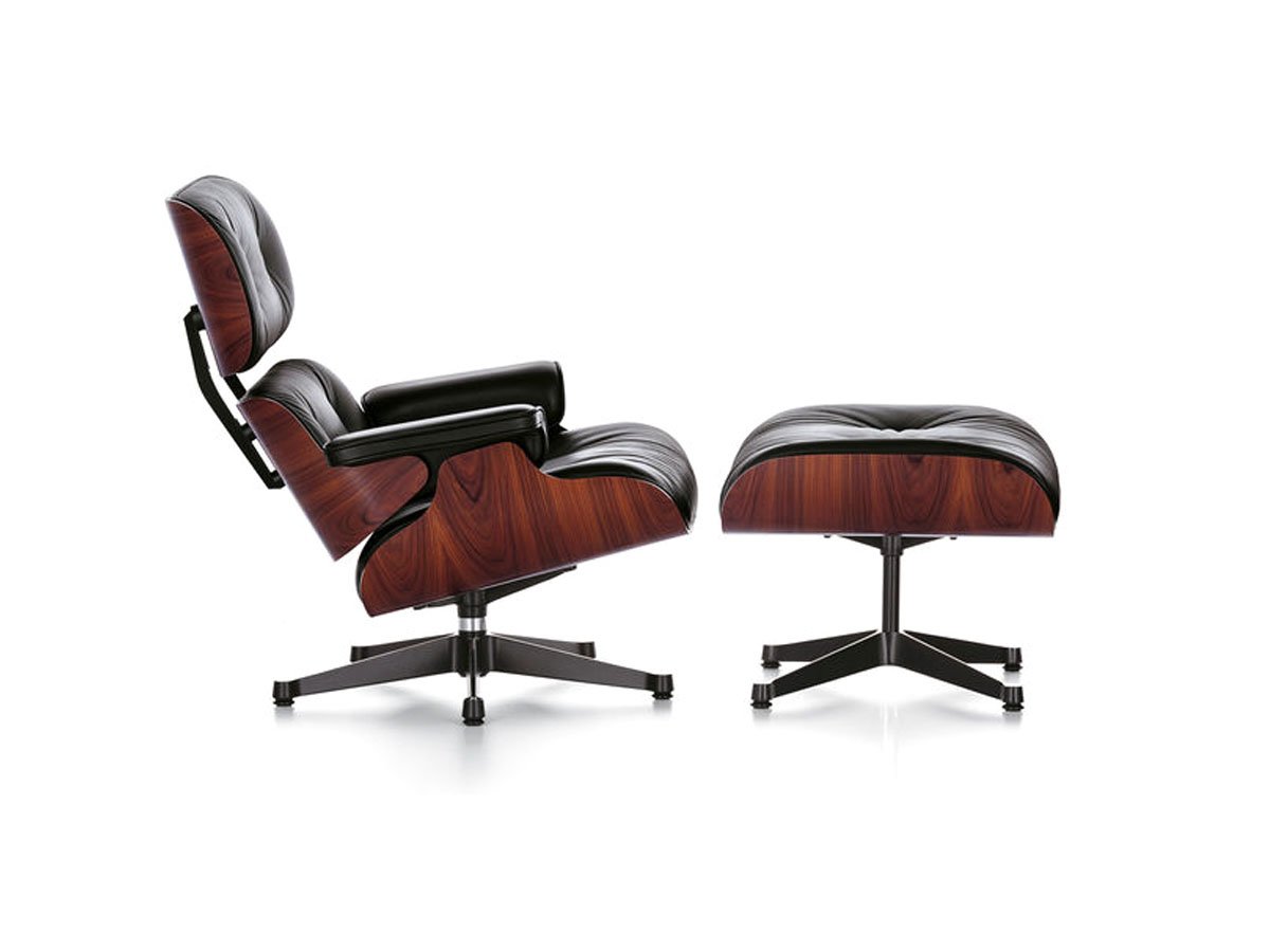 Eames Lounge Chair & Ottoman - Santos Palisander/Leather Premium Black 66